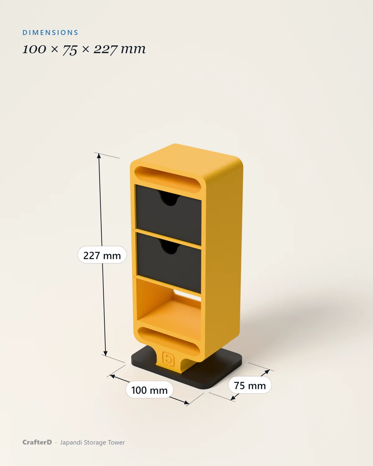 Japandi Storage Tower — dimensions