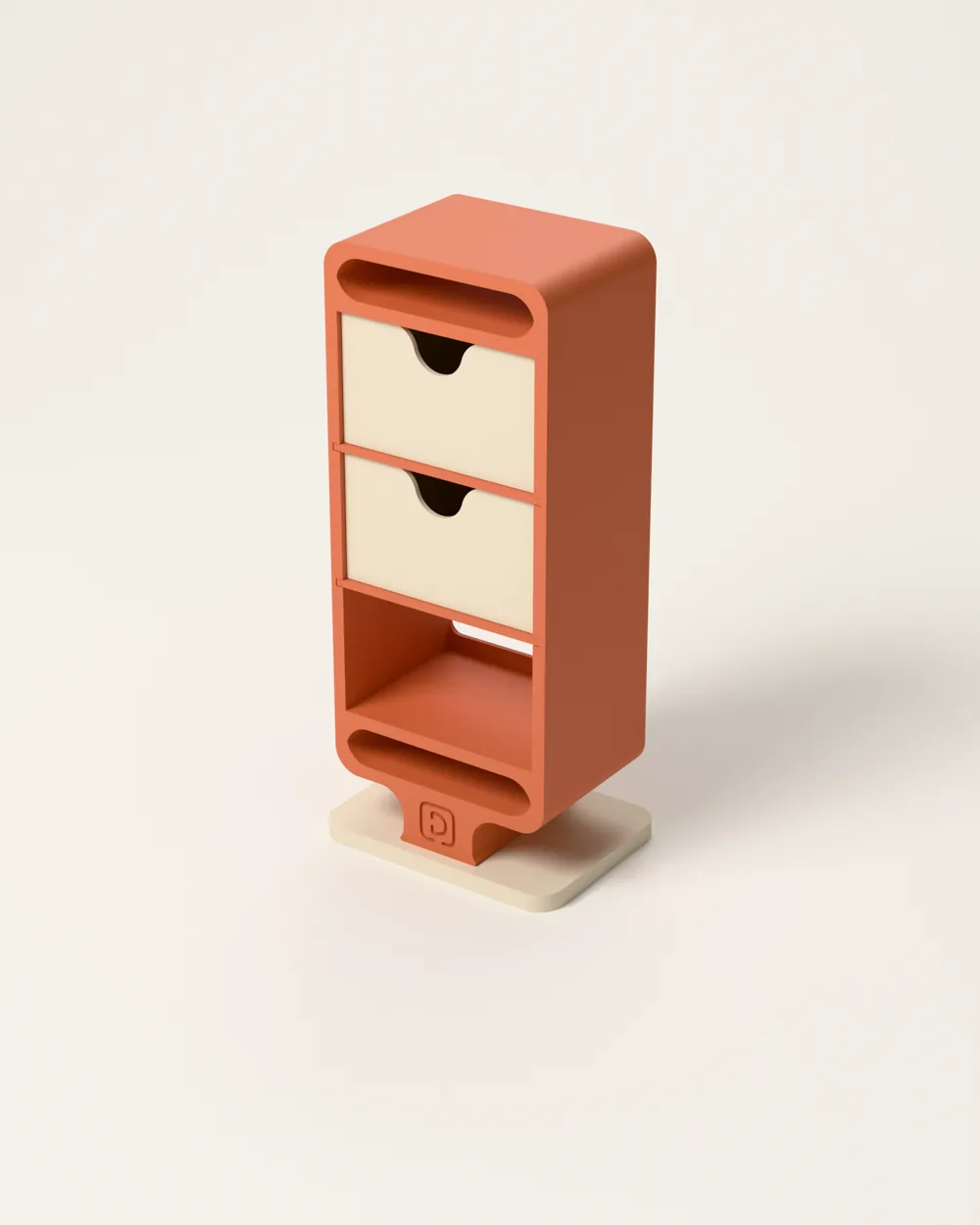 Japandi Storage Tower — Terracotta & sand