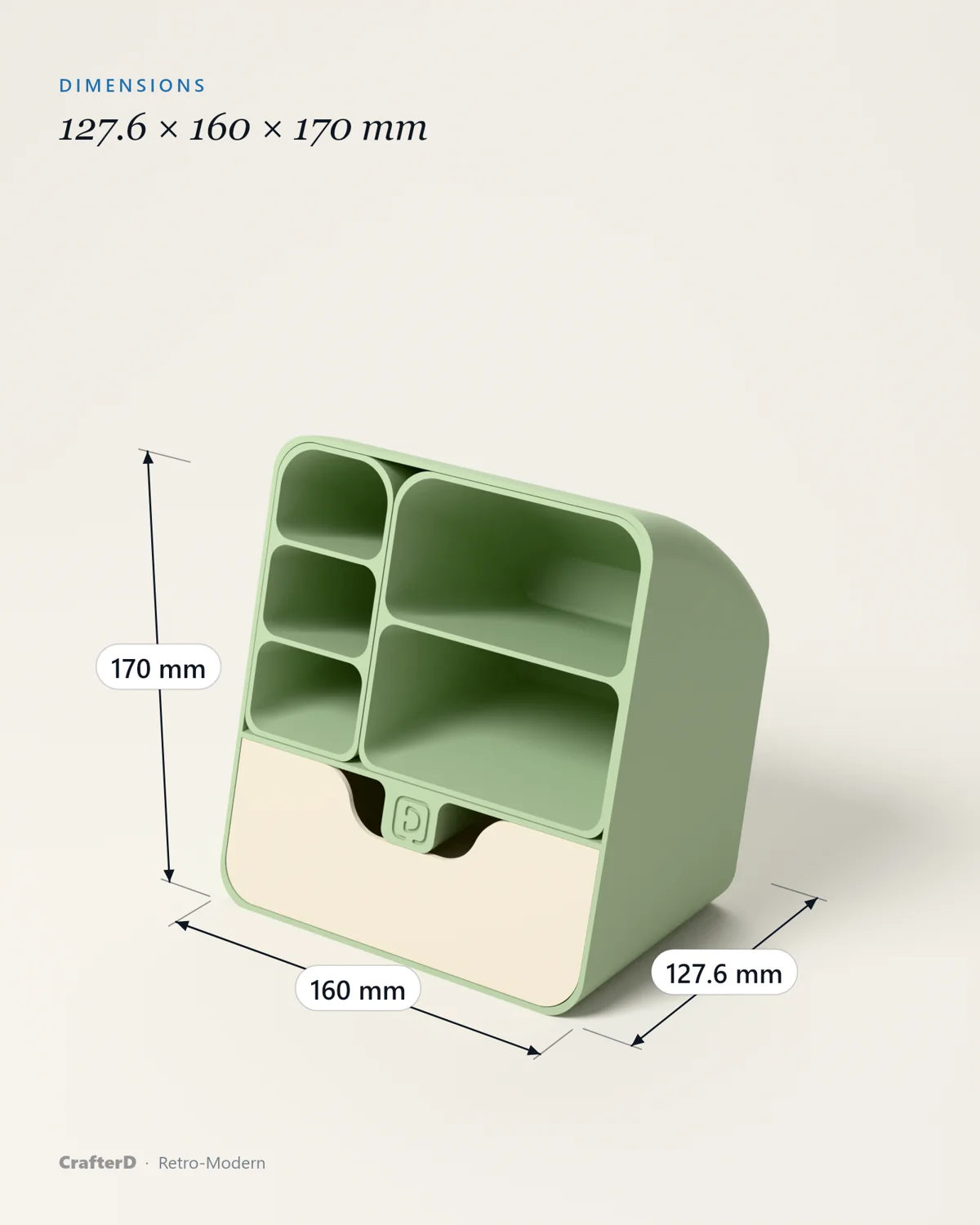 Retro-Modern Desk Organizer — dimensions
