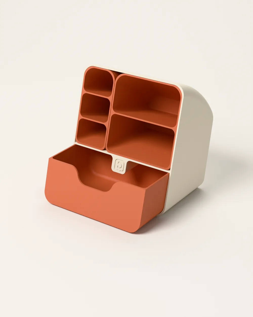 Retro-Modern Desk Organizer — Cream & Terracotta