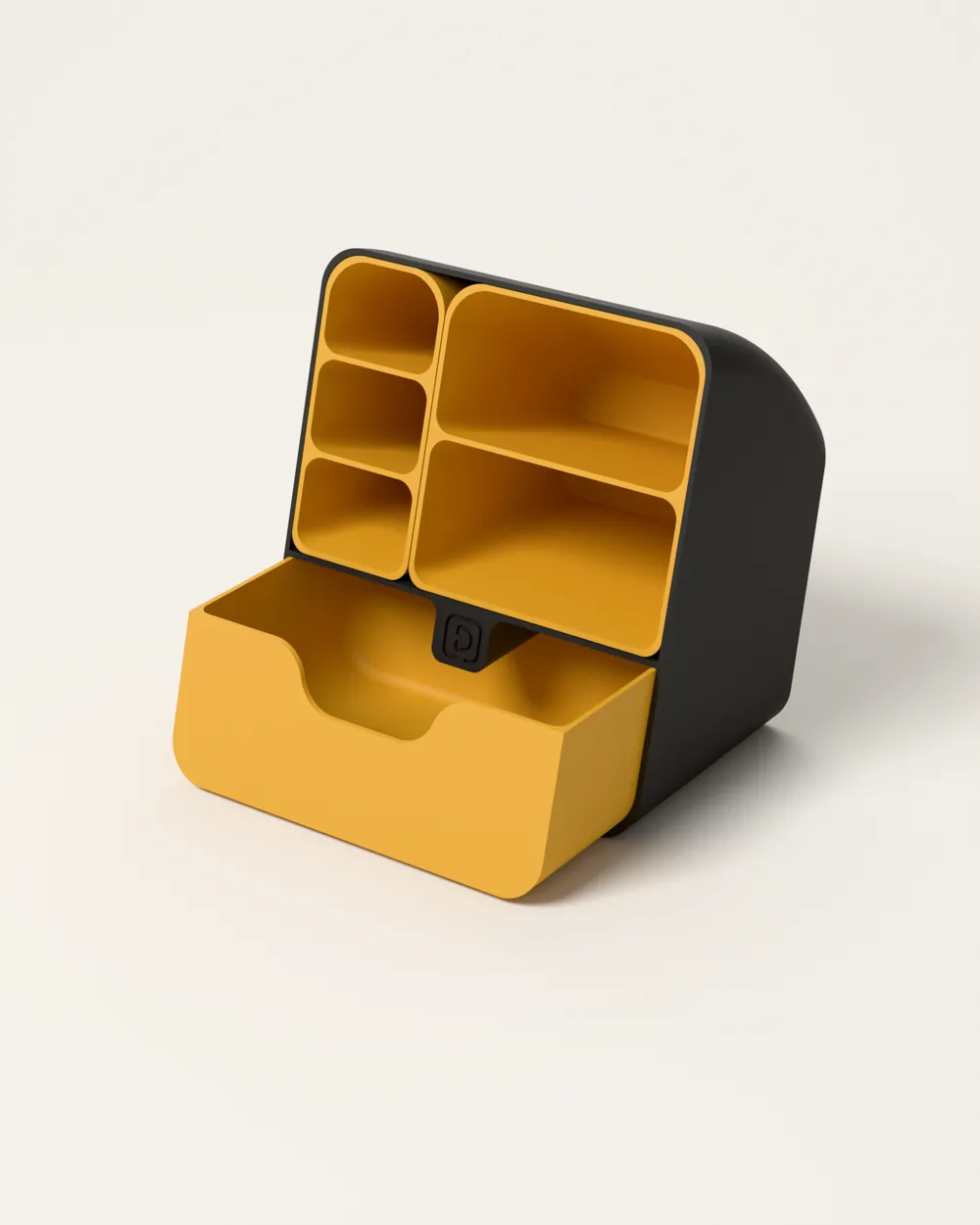 Retro-Modern Desk Organizer — Charcoal & Mustard